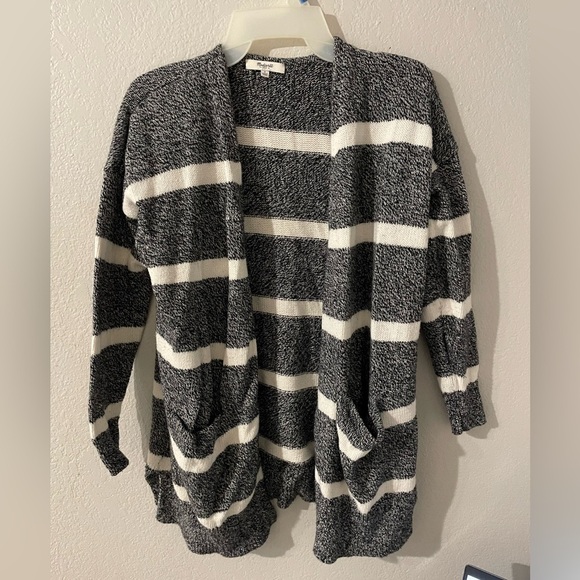 Madewell Charlie Heathered Sweater Open Front Cardigan Striped - Picture 3 of 5